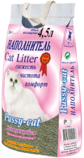 Pussy Cat. Cat Litter. Наполнитель комкующийся  (розовый). 4,5 л.