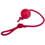 Каскад. Игрушка для собак "Мяч 6 см", цельнолитой, на верёвке", красный.