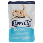 Happy Cat. Паучи для котят. Курочка с морковью. 0,085кг.