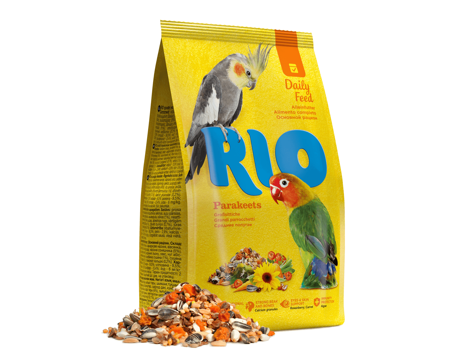 Корм для средних попугаев Rio "основной рацион", 500 г. Rio для средних попугаев, 500г. Корм Рио для корелл. Корм Рио для неразлучников.