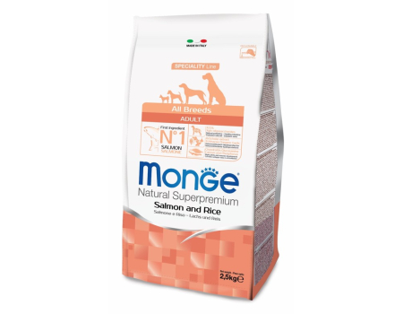 Monge. Dog Speciality. Корм для собак всех пород, лосось с рисом. 2,5 кг