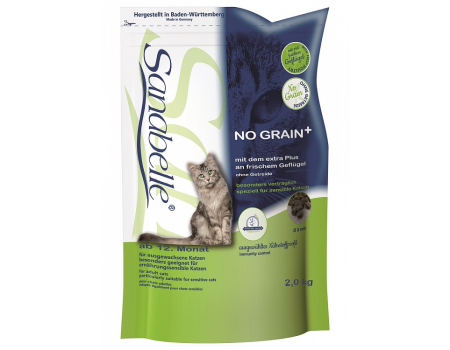 Bosch. SANABELLE. NO GRAIN. Полнорационный корм для взрослых кошек - не содержит злаковых, рекомендован для кошек с чувствительным пищеварением. 2 кг