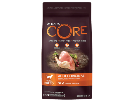 Wellness Core Original корм для собак средних пород с индейкой и курицей 1,8кг
