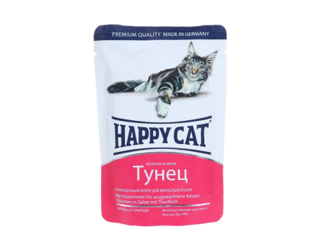 Happy Cat. Паучи для взрослых кошек. Тунец в желе. 0,085кг.