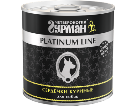 Консервы Четвероногий гурман для собак Platinum Сердечки куриные в желе 240 гр