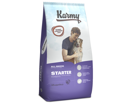 Карми Стартер для  щенков, кормящих и беременных сук с индейкой 14кг